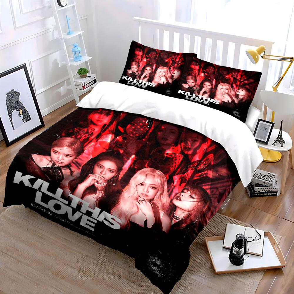 Kill This Love Poster Set Bedding Duvet Cover Set Duvet Cover Pillowcases  (1*Duvet Cover 2*Pillowcases, Without Duvet Insert)