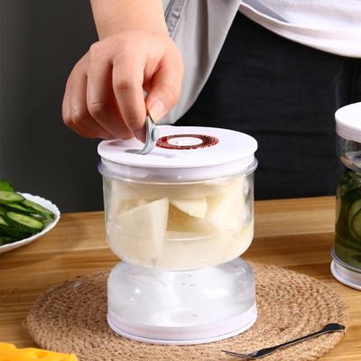 Sealed Jar for Pickle Home Wet and Dry Separation Pickle Jar with Flip Container and Strainer Hourglass Design Olives Container