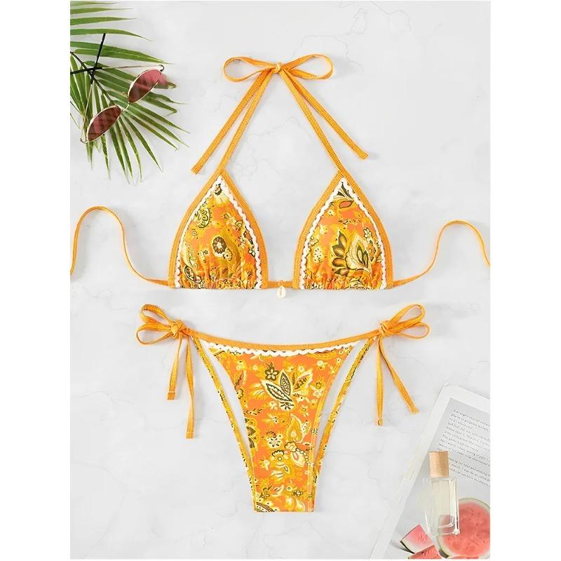 Vzvn 2026 Summer Female Swimsuit Bathers Bathing Swimming Suit Beachwear Halter String Triangle Two Piece Bikini Women Swimwear