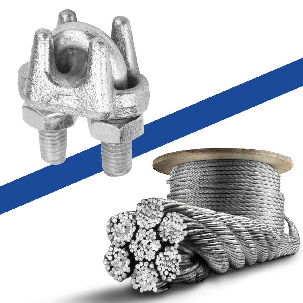 5 pcs Stainless Steel Clamp Wire Rope Clip Cable Clamp Fastener Silver (M6)