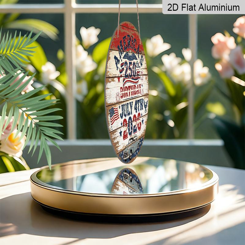 2D Flat, 1pc Round Aluminum America 250th Anniversary Sign, Rustic July 4th 2026 Patriotic Metal Wall Decor, Retro American Flag & Eagle Design