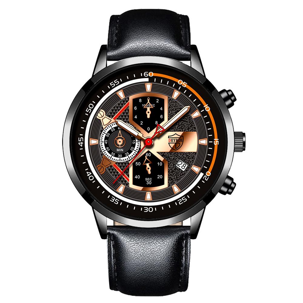 Fashion Men's Watch Leather Watch Calendar Watch Men's Trend Quartz Watch Student Watch