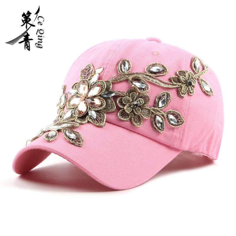 Ladies Cotton Hat Handmade Diamond Gold Wire Baseball Cap Outdoor Casual Cap, Women's Fashion