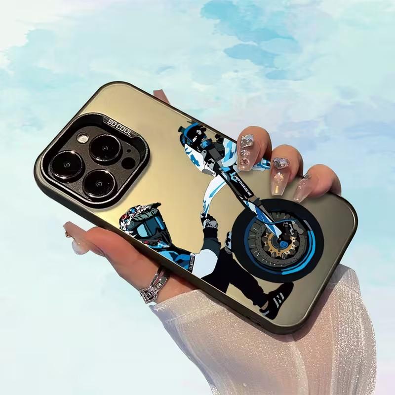Blue Phone Case for Oppo Realme 15 14 13 12 11 10 9i 8 8i C75 C65 C63 C55 C53 C35 C33 C20 21Y 21 Pro Plus White Motorcycle Rider