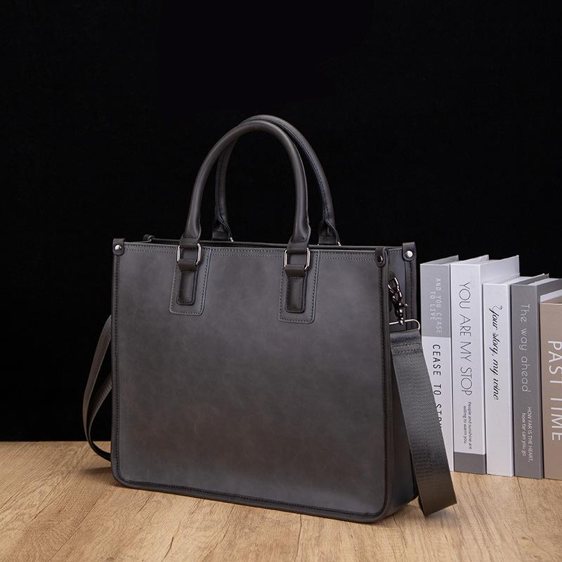 Business Commuter Men's Handbag Shoulder Messenger Bag 14-inch Computer Bag Sewing Wear-resistant Briefcase