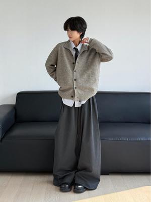 Men's Spring Retro Stand Collar Knit Cardigan - Solid Color, Simple & Versatile Style