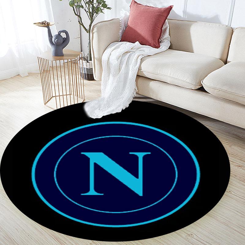 Tappeto Rotondo Stampato SSC Napoli, Tappeto Circolare Antiscivolo Lavabile per Soggiorno Camera da Letto Sala Giochi, Decorazione per Tifosi Sportivi, Regalo per Feste Compleanni