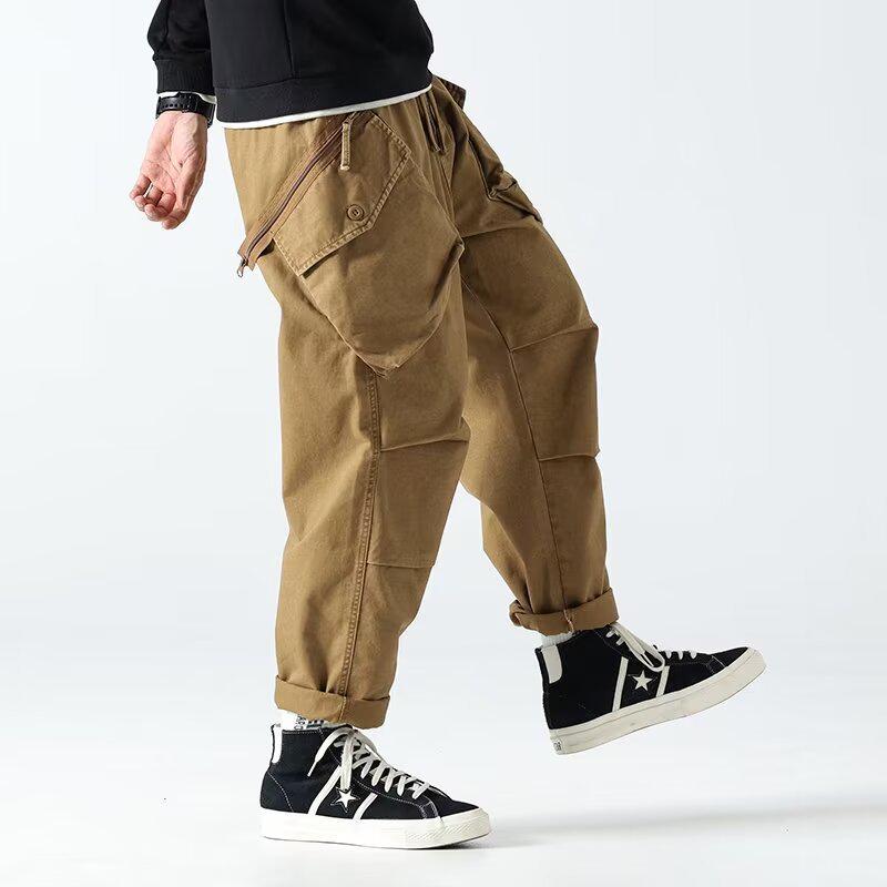 Men's American Washed Loose-Fit Retro Casual Multi-Pocket Pants for Autumn/Winter