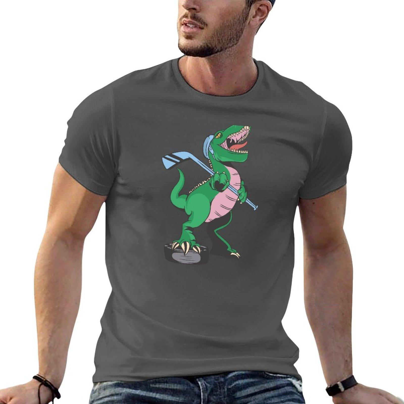 

Ice Hockey Dinosaur TShirt graphic t shirts for man t shirts cotton 100 TShirt 4XL