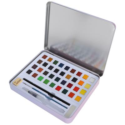 Aquarellfarben Set 36 Farben Anzug Fester Block Blechkasten Malwerkzeuge Künstlerbedarf