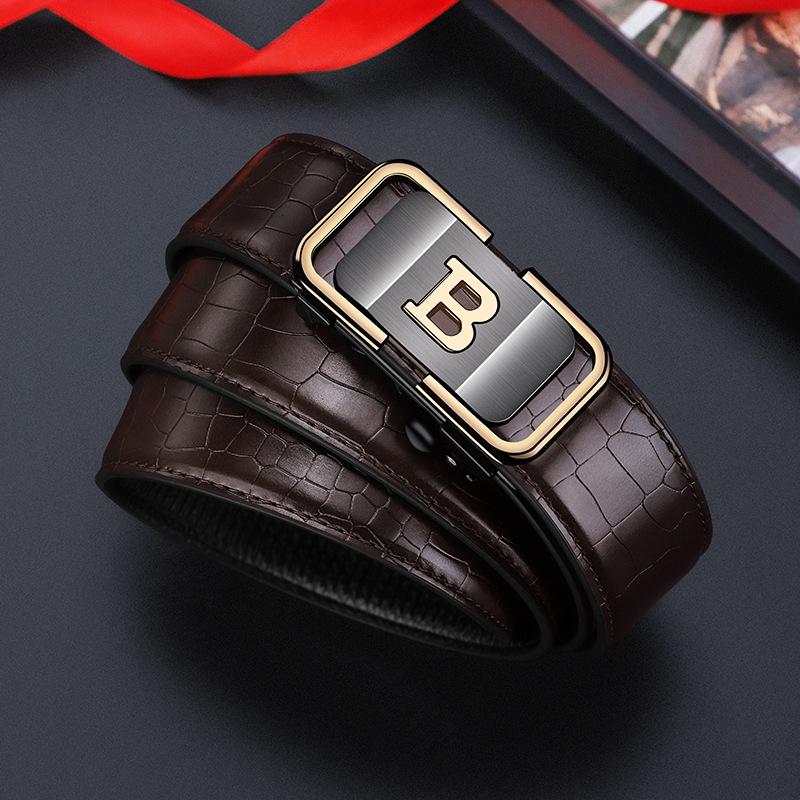Crocodile Pattern B Style Faux Leather Belt with Customizable Logo - Versatile and Trendy for Business Casual Wear