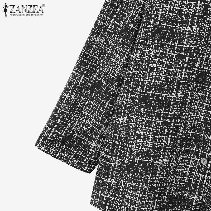 ZANZEA Women Long Sleeve Blouse and Pants Retro Print Casual Two Piece Suit Sets