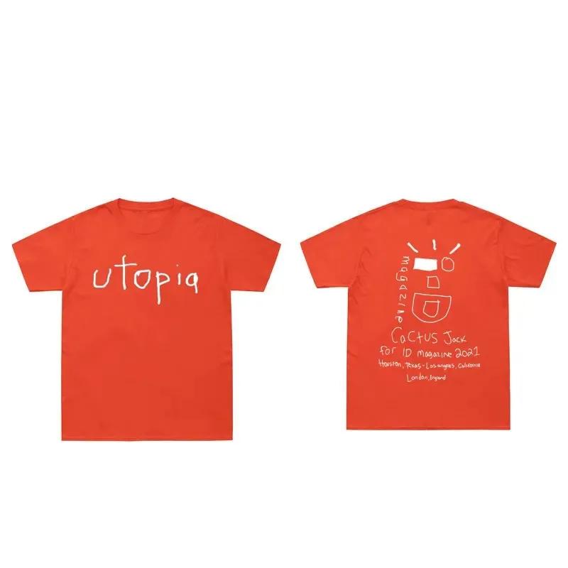 Hot Rapper Cactus Jack Wink Utopia T Shirt Men Women Letter Graffiti T Shirts Streetwear Oversized T-shirt Hip Hop Harajuku Tees