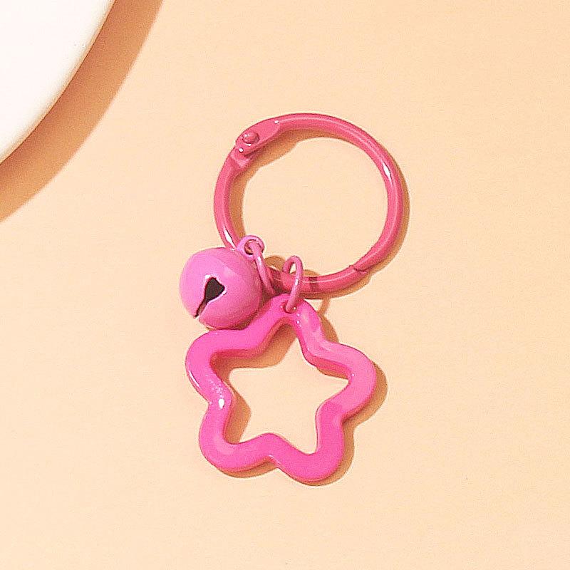 2pcs Korean Version of Ins Small Fresh Color Small Star Bell Keychain Candy Color Keyring Pendant Women Bag Keychain Accessories