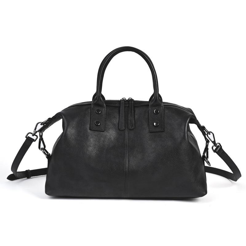 

Johnature Versatile Commuting Handbag Large Capacity Women s Bag Retro Genuine Leather Shoulder Crossbody Bag чёрный