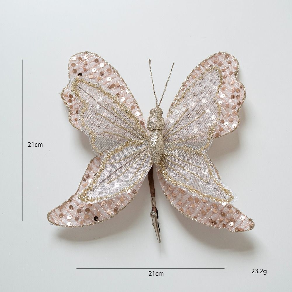 Sparkling Christmas Butterfly Ornament Lifelike Artificial Sequin Butterfly  Artificial