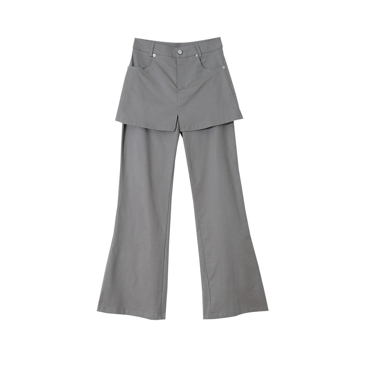 Ou Fan Fart Curtain Design High-Waisted Tencel Cotton Women s Slimming Micro-Flare Casual Pants L
