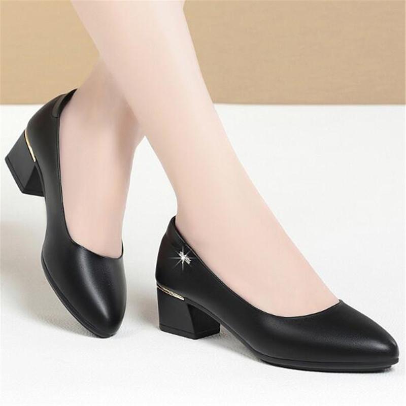 Spring Autumn Woman Shoes 2025 Shallow Mouth Elegant Office Shoes Female Pumps Fashion Black Women Work Shoes Size 35-42