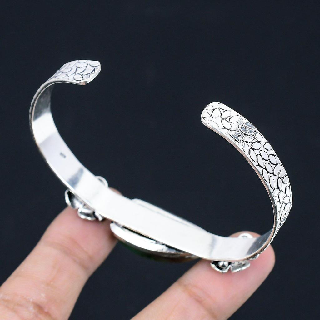 Womens Day Sale Sterling Silver Multi Fluorite Gemstone Flower Bangle Jewelry