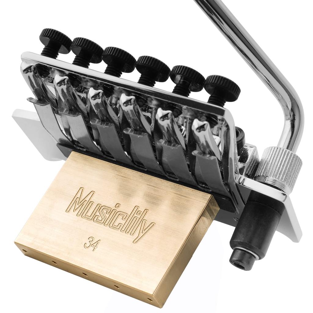 Musiclily Pro Pitch Tremolo Unit 34mm Brass Low for Floyd Rose Electric Chrome 10.8mm Bridge, Block, Profile, Guitars,