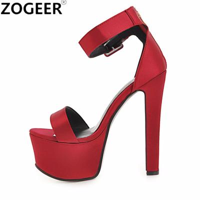 Fashion Fashion Silk Summer Women Sandals Sexy Platform 16cm High Heels Flip Flops Straps Party Wedding Evening Shoes Ladies Large Size