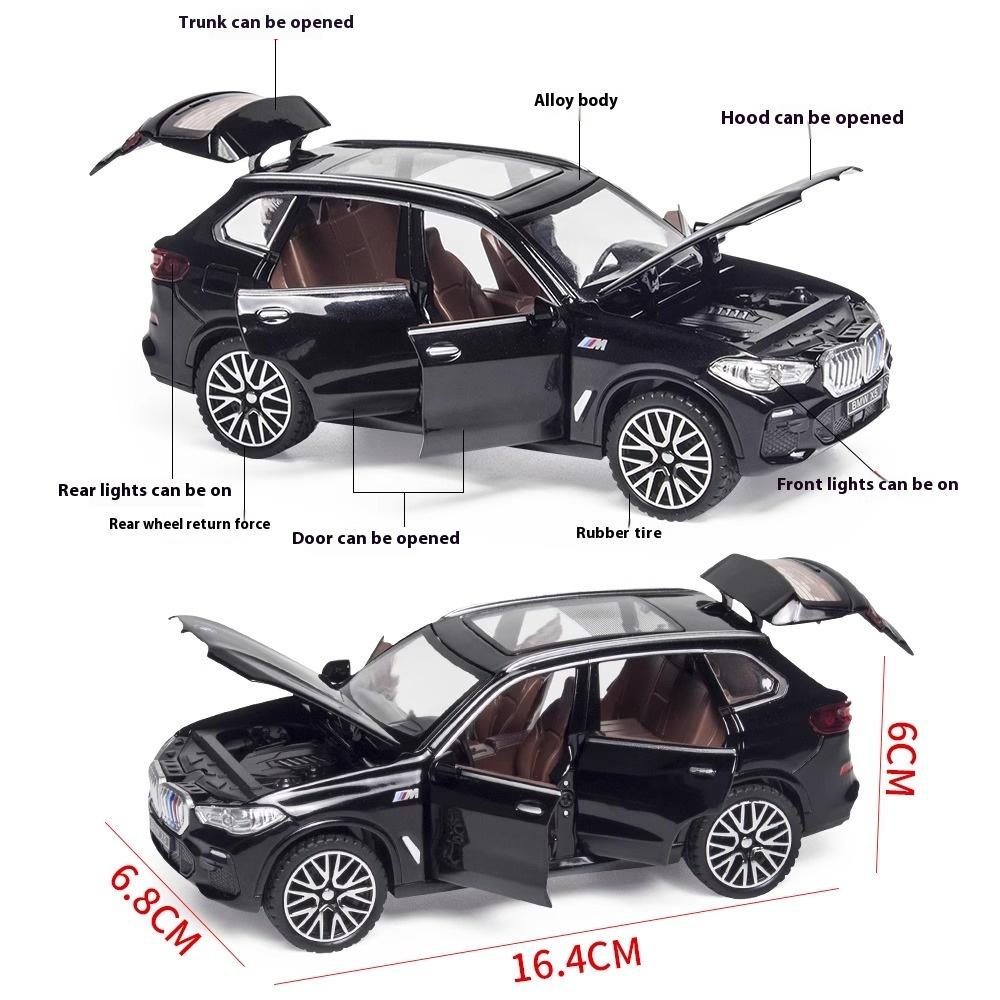 1/32 BMW X5 SUV Alloy Off Road Diecast Model Simulation Sound Light Toy Trendy Decorative Ornament Birthday Present for Friends