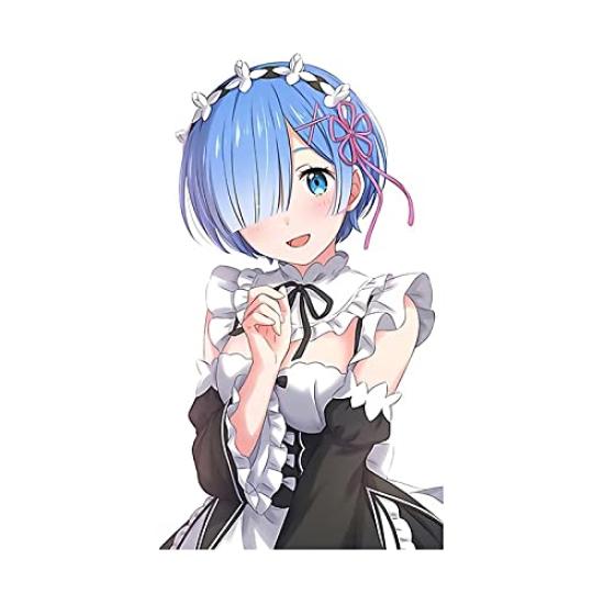 

EARLFAMILY 13cm Cute Rem Anime Sticker for Electric Car Gas Cap Waterproof Sticker Motorcycle, Vehicle, Helmet, Trunk, Window, Decoration,