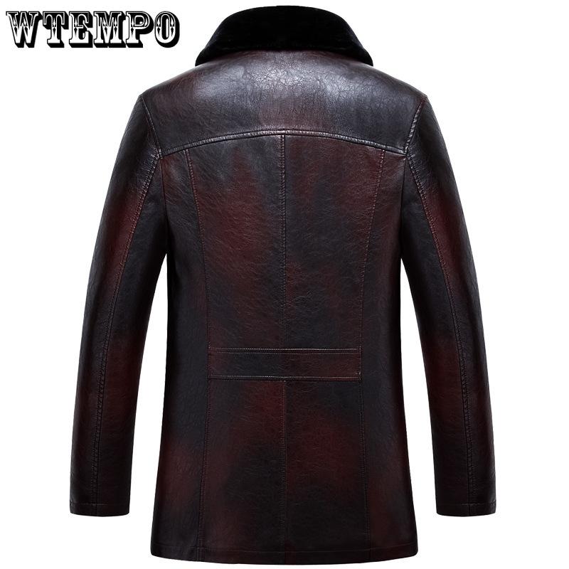Winter PU Fur One Men's Winter Lapel Thickened Coat Men's Business Leather Jacket