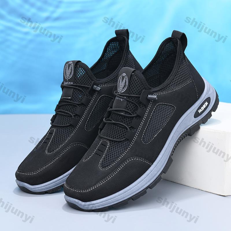 Fashion Large Size Men Casual Shoes 2025 Summer New Mesh Breathable Outdoor Non Slip Hiking Shoes Comfortable Fashion Platform Sneakers