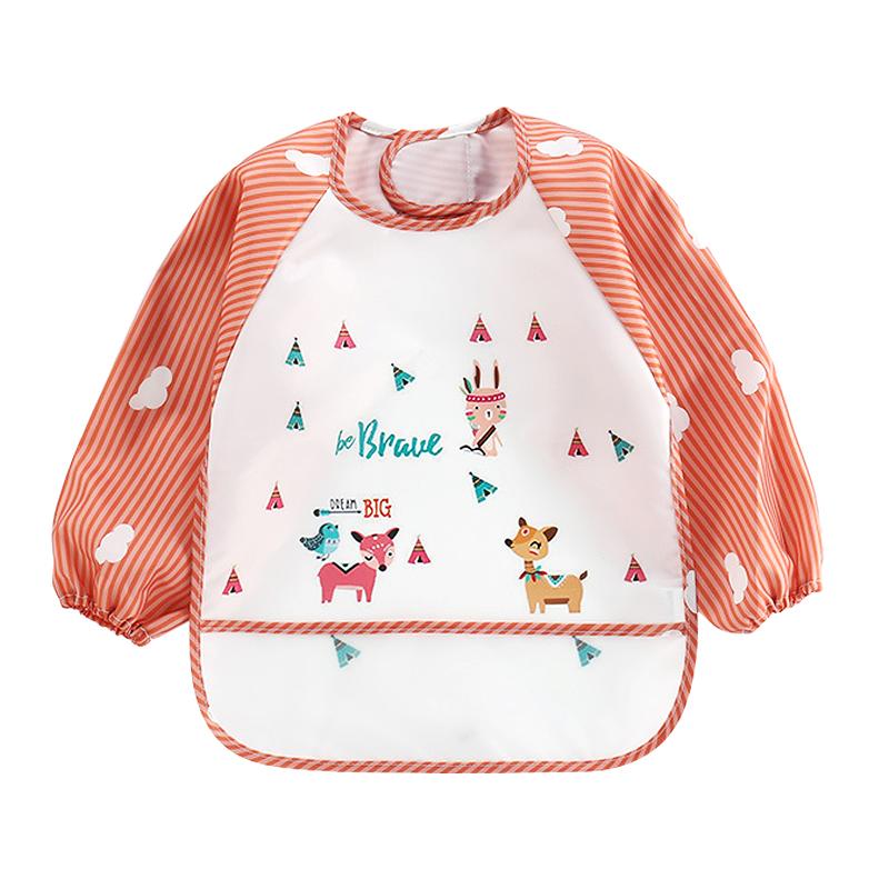 Cute Baby Bibs Toddler Baberos Bavoir Waterproof Long Sleeve Apron Cartoon Animals Children Feeding Smock Bib Baby Stuff 0-3Y