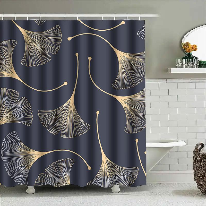 Elegant Bath Shower Curtain Geometric Gold Design For Modern Bathroom Decor