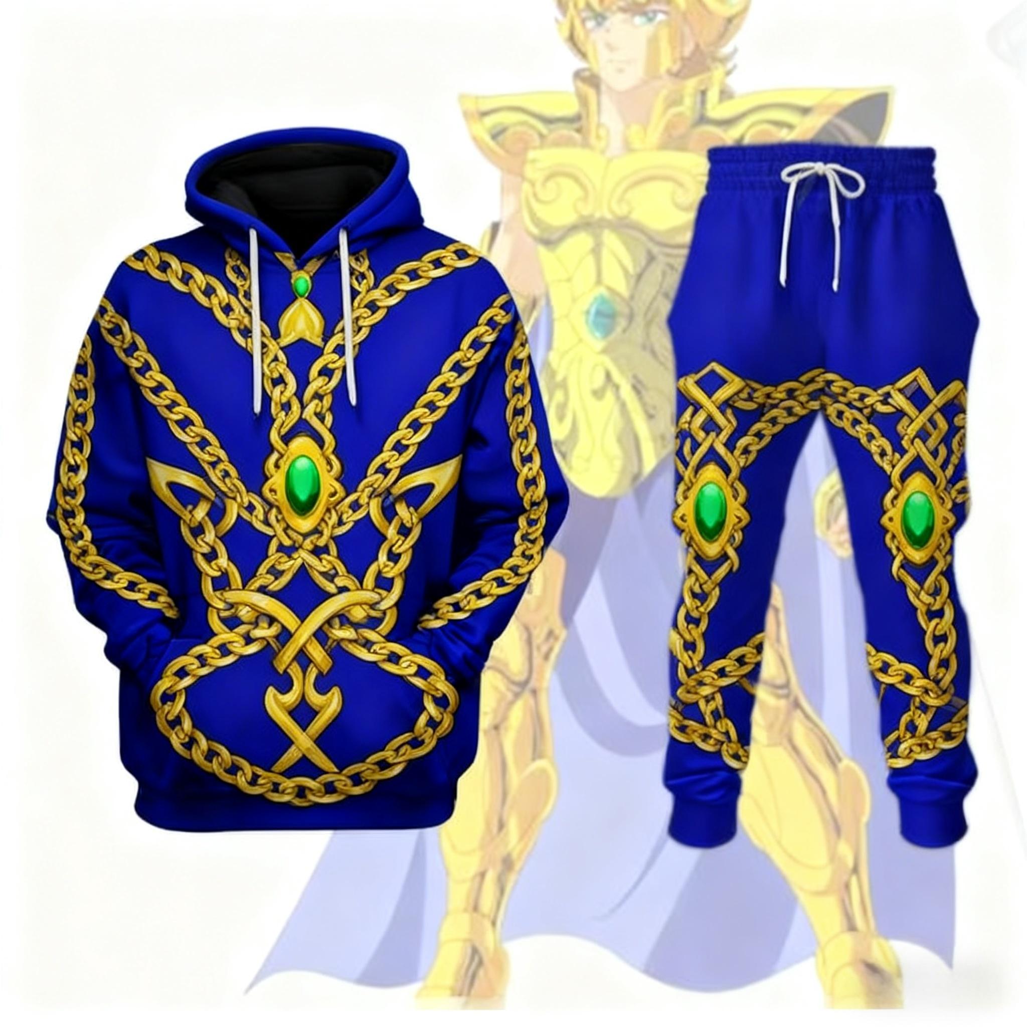 

Popular Cosplay Anime Saint Seiya printed hoodies pants sets 3D Street Harajuku Tracksuit sets Men s Sports jogging Set M