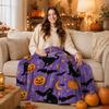 Halloween Flannel Throw Blanket with Pumpkin Print, 100*70 cm, Cozy Sofa Blanket for Home Nap and Holiday Decor
