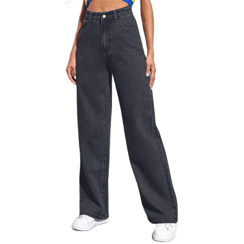 High-waisted wide-leg jeans for women, new slim-fit straight-leg versatile vintage American style with a nice drape