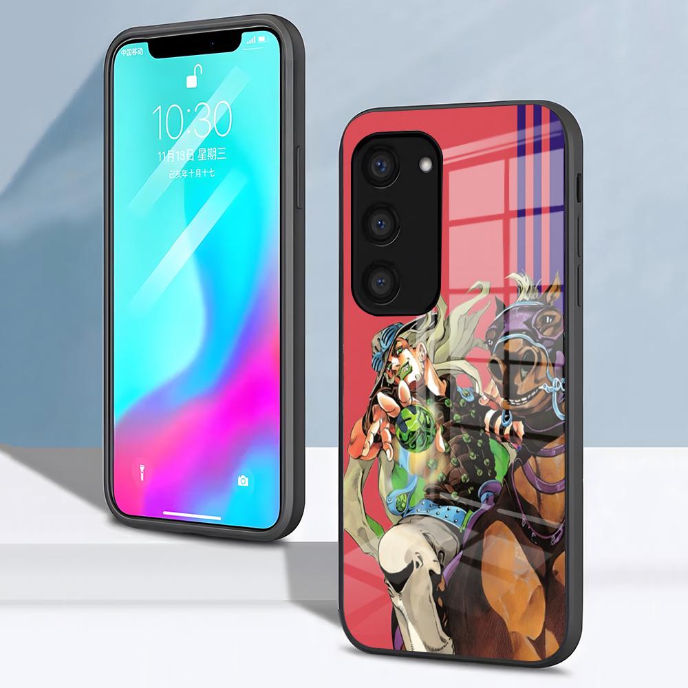 JoJos Bizarre Adventure Phone Case For Samsung S26 S25 S24 FE S23 S22 S21 Plus S20 Ultra Note20Ultra Black Glass Cover