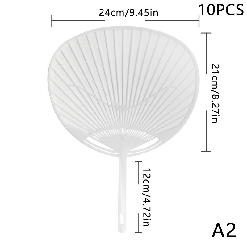 

10 Piece White Plastic Creative Durable Japanese Fan Uchiwa Diy Kit Fan Framework For Crafts Hand Fan Making A2