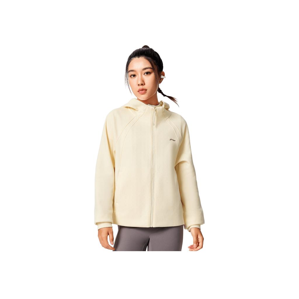 Li Ning Fitness Series Fleece Lined Loose Fit Hooded Sports Casual Stitched Sweatshirt Women Sweatshirt AWDV944-1