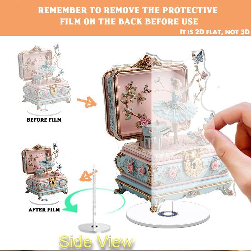 1 STuks 2D plat roterend acryl ballerina patroon ornament Kerstmis huis bureau ornament