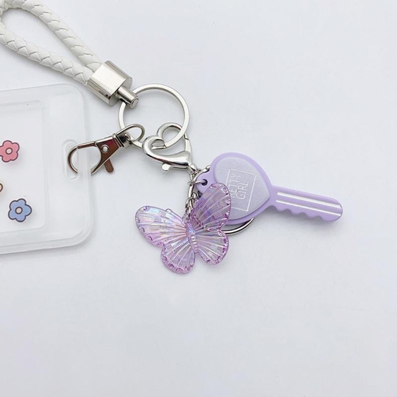 Colorful Resin Keychain Candy Colored Heart Key Butterfly Keyring Phone Charm Jewelry for Fashionable Individuals