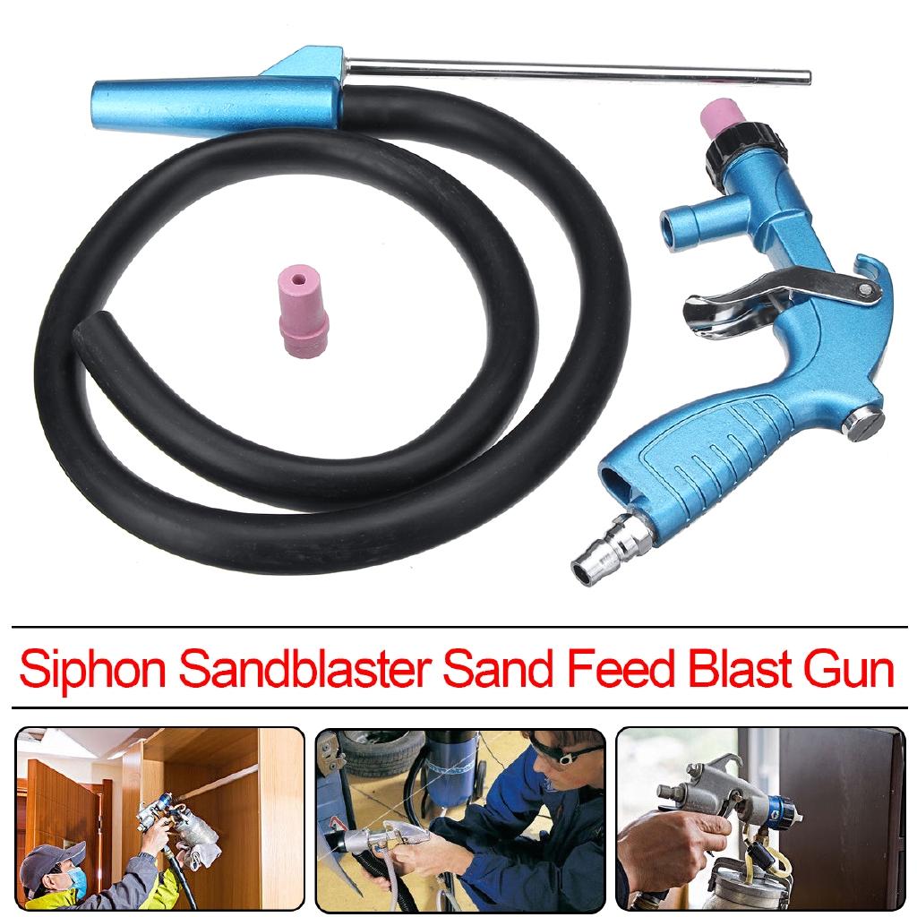 Blue PS-2 Air Siphon Sandblaster Feed Blasting Guns Abrasive Tool Power Tool Kit Sprayer with Ceramic Nozzle Tips Sand Suction Pipe