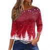 Women's T Shirt Christmas Print 3/4 Sleeve Daily Weekend Fashion Basic Round Neck Regular Top