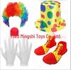 Colorful Clown Polka Dot Costume Set with Nose, Hat, Wig, Bow Tie, and Magic Props.