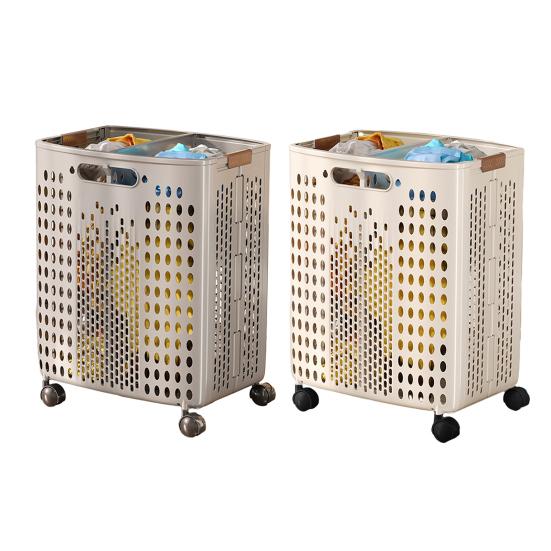 Yousheng Clothes Laundry Basket with Wheels Large Capacity Foldable Design Wheeled Hamper Storage Basket with Handle