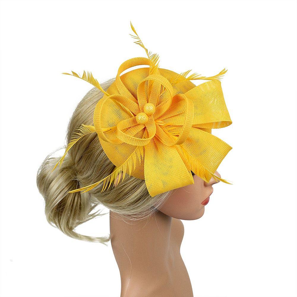 Feather Fascinator Caps Mesh Makeup Prom Elegant Hair Accessories  Women