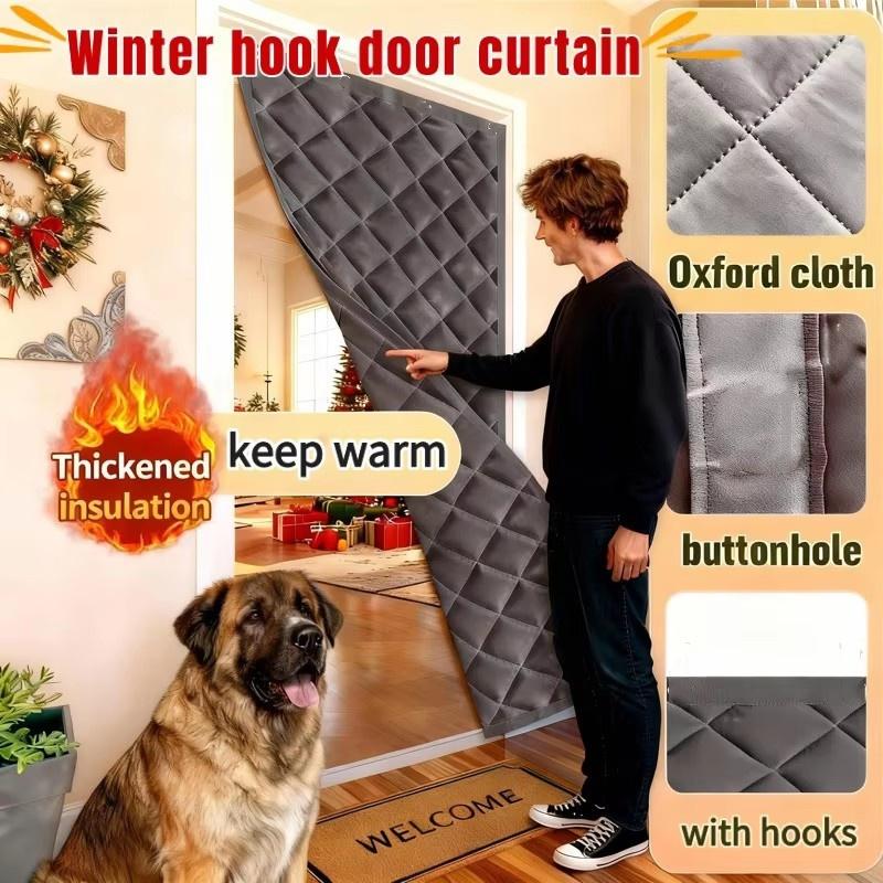 Winter Cotton Household Insulation, Heat Insulation, Windproof Door Curtain Solid Color Thickened Windproof, Cold Proof