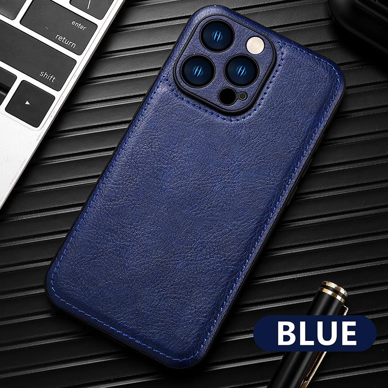 Luxury Solid Color Leather Bumper Soft Phone Case For iPhone 16 Pro Max 14 11 12 13 15 Pro Max Camera Lens Protection Back Cover