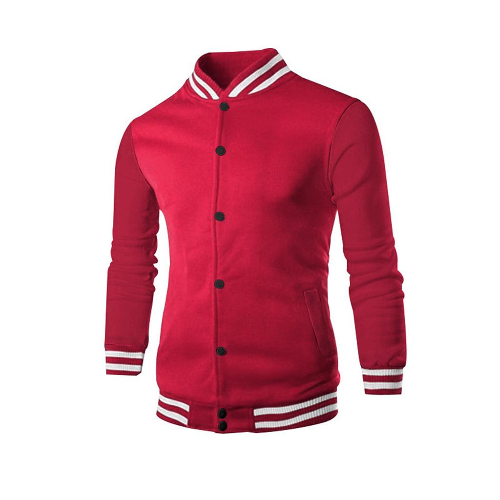 Men's Low Cut Striped Round Neck Casual Sports Jacket