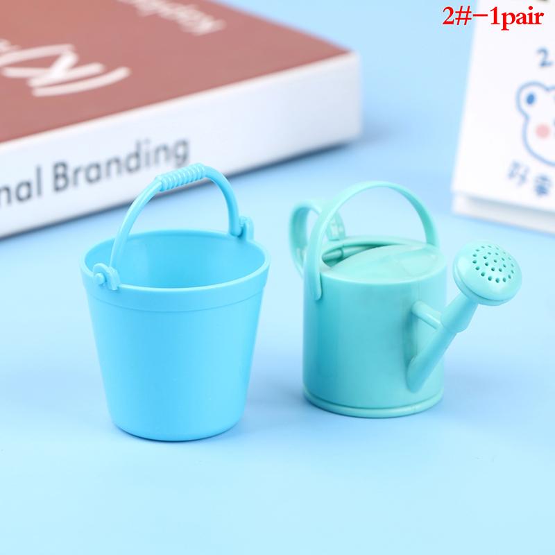 1Set Dollhouse Miniature Bucket Watering Can Model Plant Watering Tool Garden Decor Toy