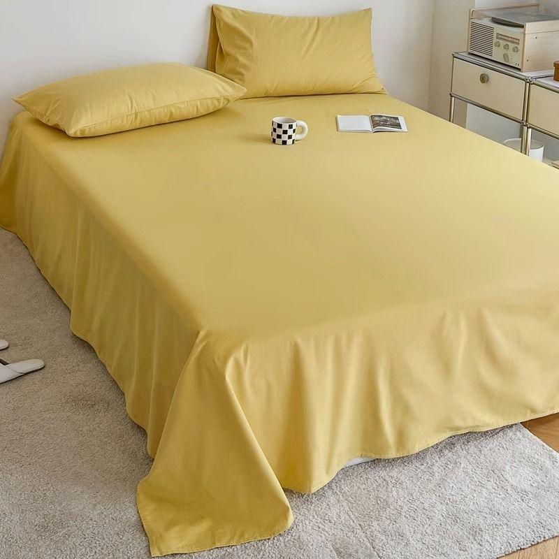 Ins Solid Color Minimalist Skin-friendly Full Coverage Bed Sheet for Single & Double Student Dormitory