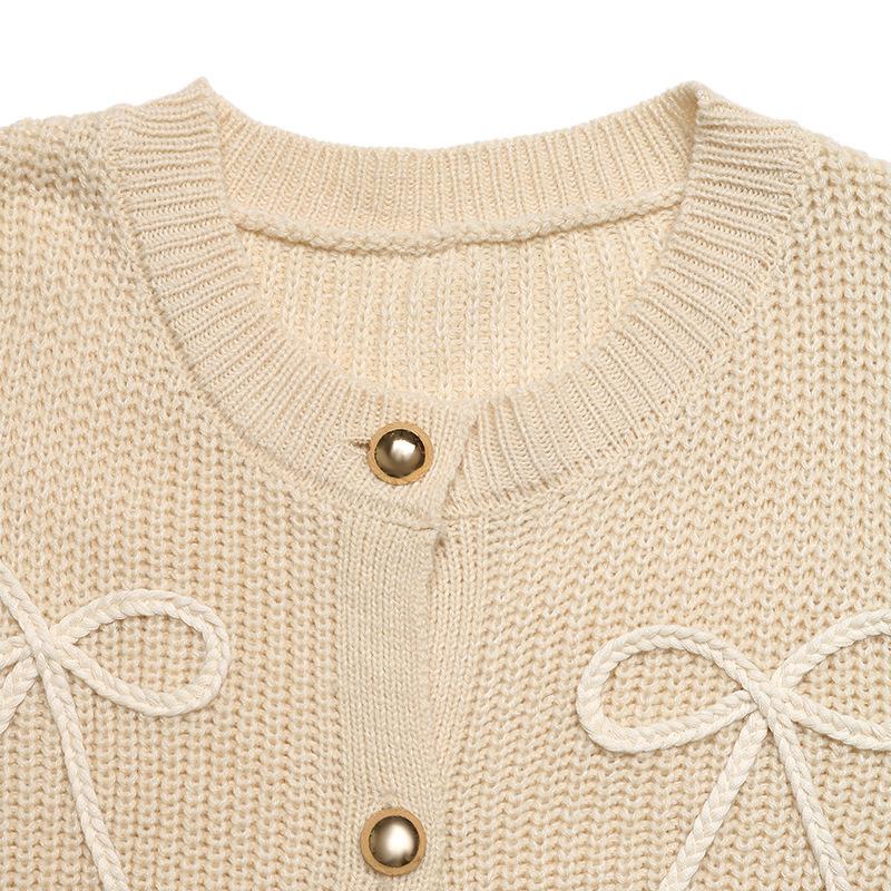 Autumn 2025 High-End Bow Embroidered Knit Cardigan Sweater